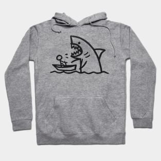 Stick Figure of a Shark in Black Ink Hoodie